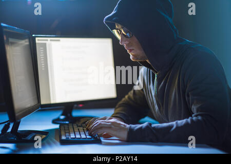 hacker using computer virus for cyber attack Stock Photo