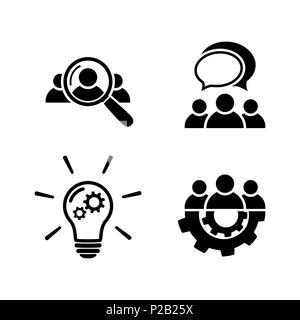 Teamwork icon set in flat style Stock Vector