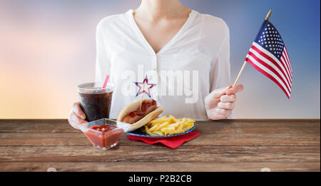 woman celebrating american independence day Stock Photo