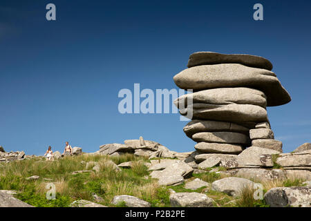 UK, Cornwall, Bodmin Moor, Minions, The Cheesewring, natural granite formation on hilltop Stock Photo