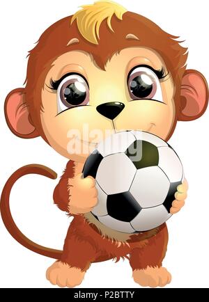 beautiful cute monkey painted on a white background Stock Vector