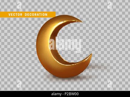 Golden crescent 3d design isolated on transparent background. Vector ...