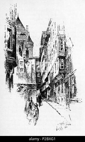 . English: Herbert Railton's illustration of Middle Temple Lane . circa 1895. Herbert Railton (1857–1910)[1] 146 Herbert Railton - Middle Temple Lane (modified) Stock Photo