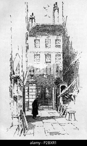 . English: Herbert Railton's illustration of the gateway to Middle Temple . circa 1895. Herbert Railton (1857–1910)[1] 146 Herbert Railton - Gateway to Middle Temple Stock Photo