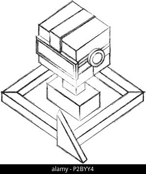boy using vr goggles 360 degree design Stock Vector