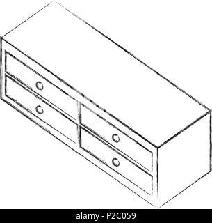 wooden furniture cabinet drawers decoration Stock Vector