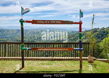View of the valley of 1000 hills from PheZulu cultural village in KwaZulu-Natal Stock Photo