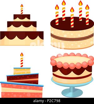 Colorful cartoon chocolate cake set Stock Vector