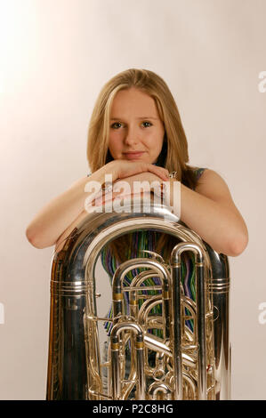 Generic - Brass, Youth and music, Tuba player, brass playing, female  musicians,etc Model release - Jo Gibson Stock Photo - Alamy