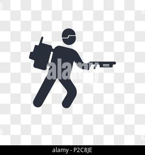 Army soldier walking vector icon isolated on transparent background, Army soldier walking logo concept Stock Vector
