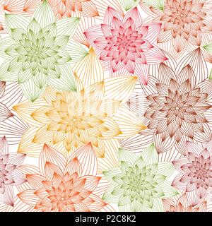 Seamless vector floral abstract warm colors pattern. Stock Vector