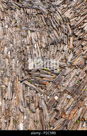Rough, patterend path and drive way made from slate and stone. Stock Photo