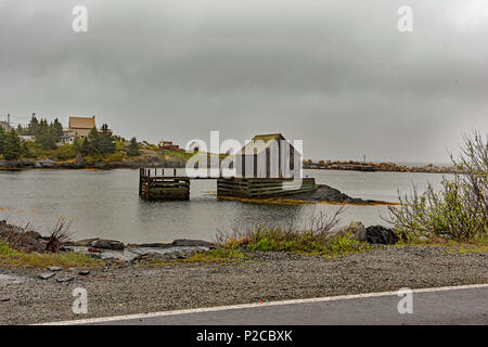 Fisherman's Shacks along the Old Blue Rocks Road outside of Lunenburg, Nova Scotia, Canada Stock Photo