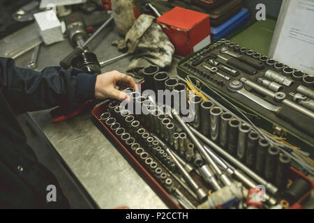 Various tools in toolbox Stock Photo