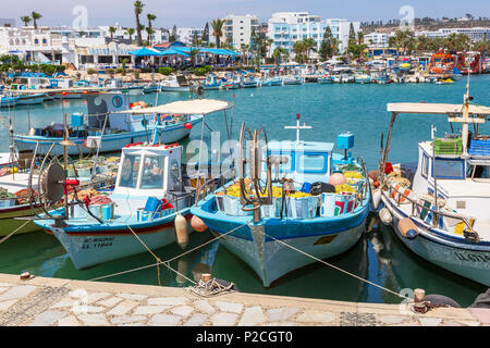 Old fishing harbour, Agia Napa, Cyprus with traditional fishing boats Stock Photo