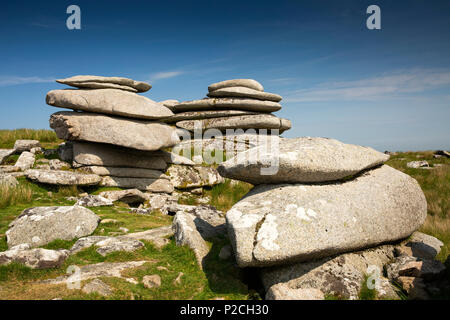 UK, Cornwall, Bodmin Moor, Minions, Craddock Moor, natural granite formations on hilltop near Cheesewring Stock Photo