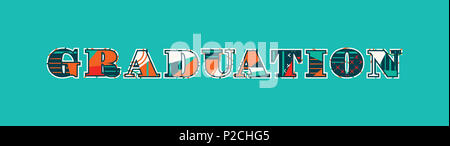 The word GRADUATION concept written in colorful abstract typography. Stock Photo