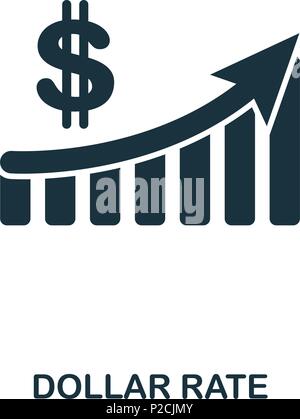 Dollar Rate Increase Graphic icon. Mobile apps, printing and more usage. Simple element sing. Monochrome Dollar Rate Increase Graphic icon illustration. Stock Vector
