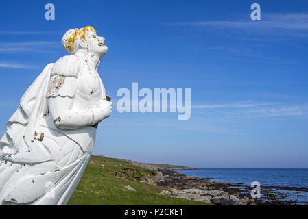 The White Wife of Queyon, figurehead of the wrecked German ship Bohus at Otterswick, Yell, Shetland Islands, Scotland, UK
