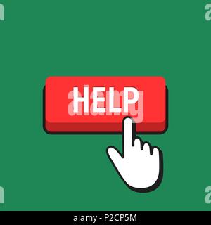 illustration of help button with cursor on white background Stock ...