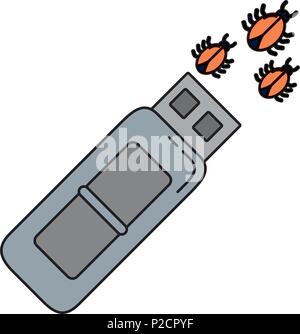 color usb memory with spiders virus data Stock Vector