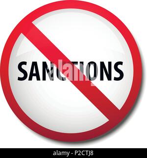 illustration of a sign prohibiting economic sanctions isolated Stock Vector