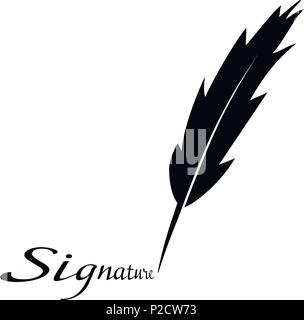 pen feather silhouette writing Stock Vector