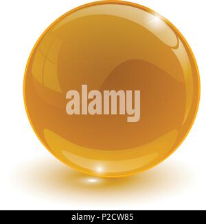 amber glassy ball on white background isolated Stock Vector