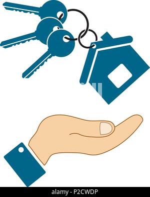 icons in the form keys and a house with human hand isolated Stock Vector