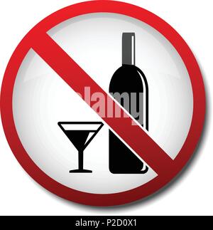 sign no alcohol 2d on white background Stock Vector