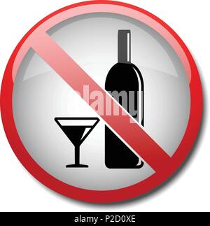 sign no alcohol 2d on white background Stock Vector