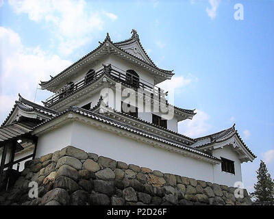 . The rebuilt Three-storied tower of Shiroishi castle in Shiroishi, Miyagi, Japan. . by Haseyu- 51 Shiroishi Castle Stock Photo