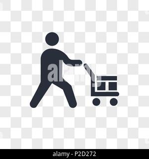Worker loading boxes vector icon isolated on transparent background, Worker loading boxes logo concept Stock Vector