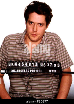 . Hugh Grant mugshot, 1995 . 27 June 1995. Los Angeles County Sheriff's Department 25 Hugh-grant-mugshot Stock Photo