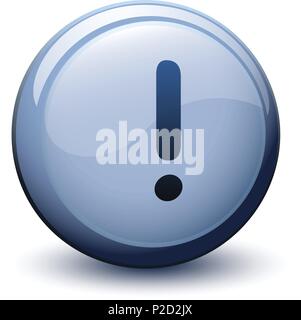 button 3d exclamation mark with shadow on white background Stock Vector