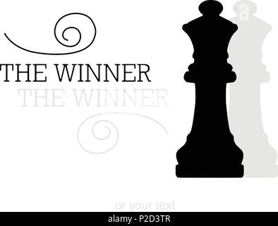 Black chess queens with shadow and sample text on white background Stock Vector