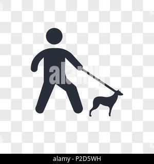 Walking with dog vector icon isolated on transparent background, Walking with dog logo concept Stock Vector