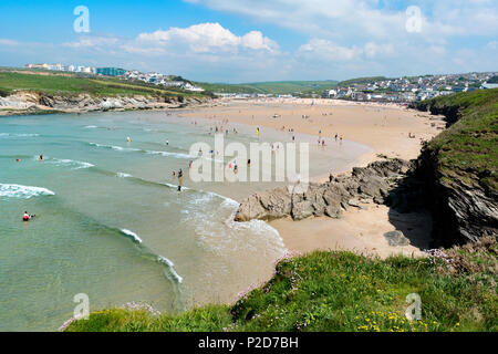 early summer at porth beach, newquay, cornwall, england, britain, uk, Stock Photo