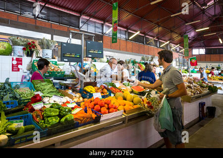 Vegetable stall in the Market hall, Olhao, Algarve, Portugal Stock Photo