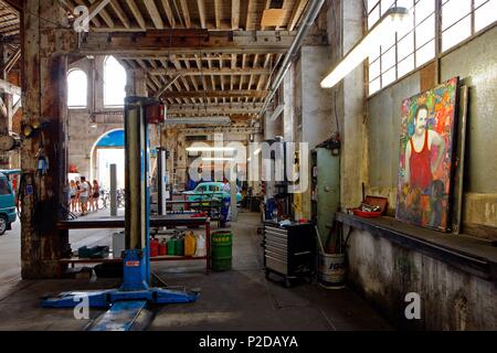 France, Gironde, Bordeaux, area classified as World Heritage, Around the basins afloat, Bacalan, Le Garage Moderne, workshops Stock Photo