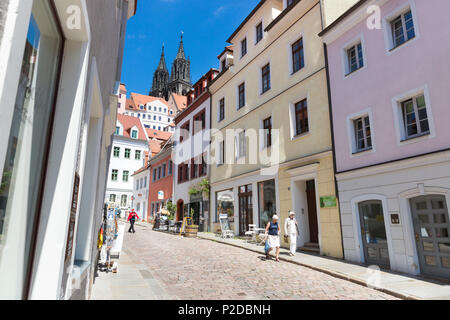 Burgstreet, old town with Albrechtsburg and Meissen cathedral, Meissen, Saxony, Germany, Europe Stock Photo