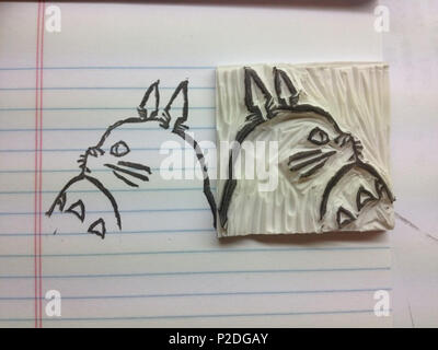 . English: a rubber stmap of Tonari no Totoro . Gem Era ACS 49 Rubber Stamp Tonari no Totoro Stock Photo