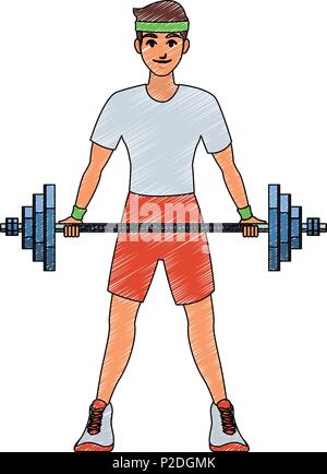 Strong man lifting weights illustration Stock Vector Art & Illustration