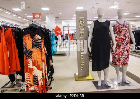 Florida Jensen Beach Macy's Department Store inside interior shopping,women's plus size clothing dresses Rachel Roy mannequins display sale, Stock Photo