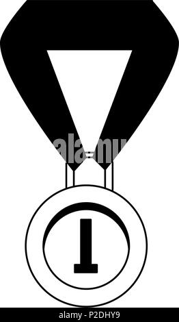 First place medal in black and white Stock Vector