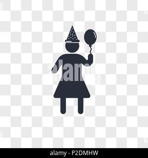 Woman birthday vector icon isolated on transparent background, Woman birthday logo concept Stock Vector