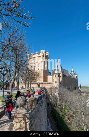 The Alcazar from the Plaza Reina Victoria Eugenia, Segovia, Spain Stock Photo