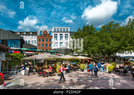 Cafes on the market square, Kiel, Baltic Coast, Schleswig-Holstein, Germany Stock Photo