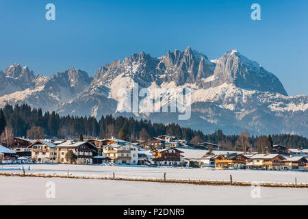 Oberndorf near Kitzbuehel, with view of the Wilder Kaiser, Tyrol, Austria, Europe Stock Photo