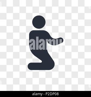 Man praying laying on his knees vector icon isolated on transparent background, Man praying laying on his knees logo concept Stock Vector